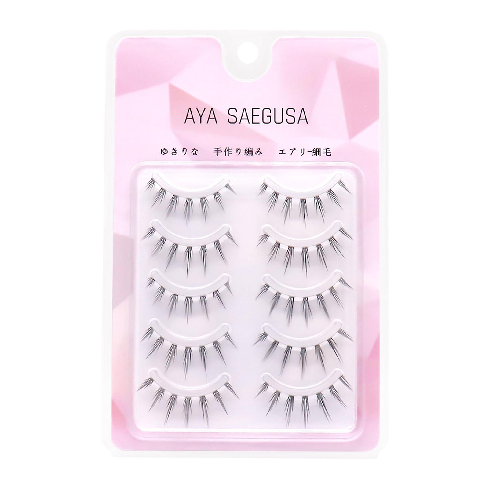 5 Pairs Natural Fake Eyelashes Wispy Fluffy Long Manga Eyes For Wedding Stage Makeup