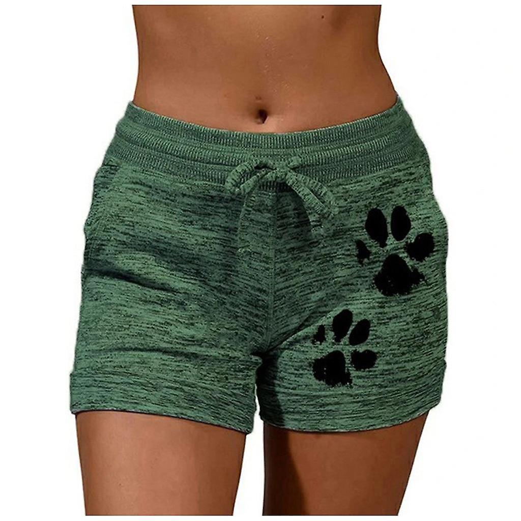 Women Sports,tight casual elastic waist beach shorts Green