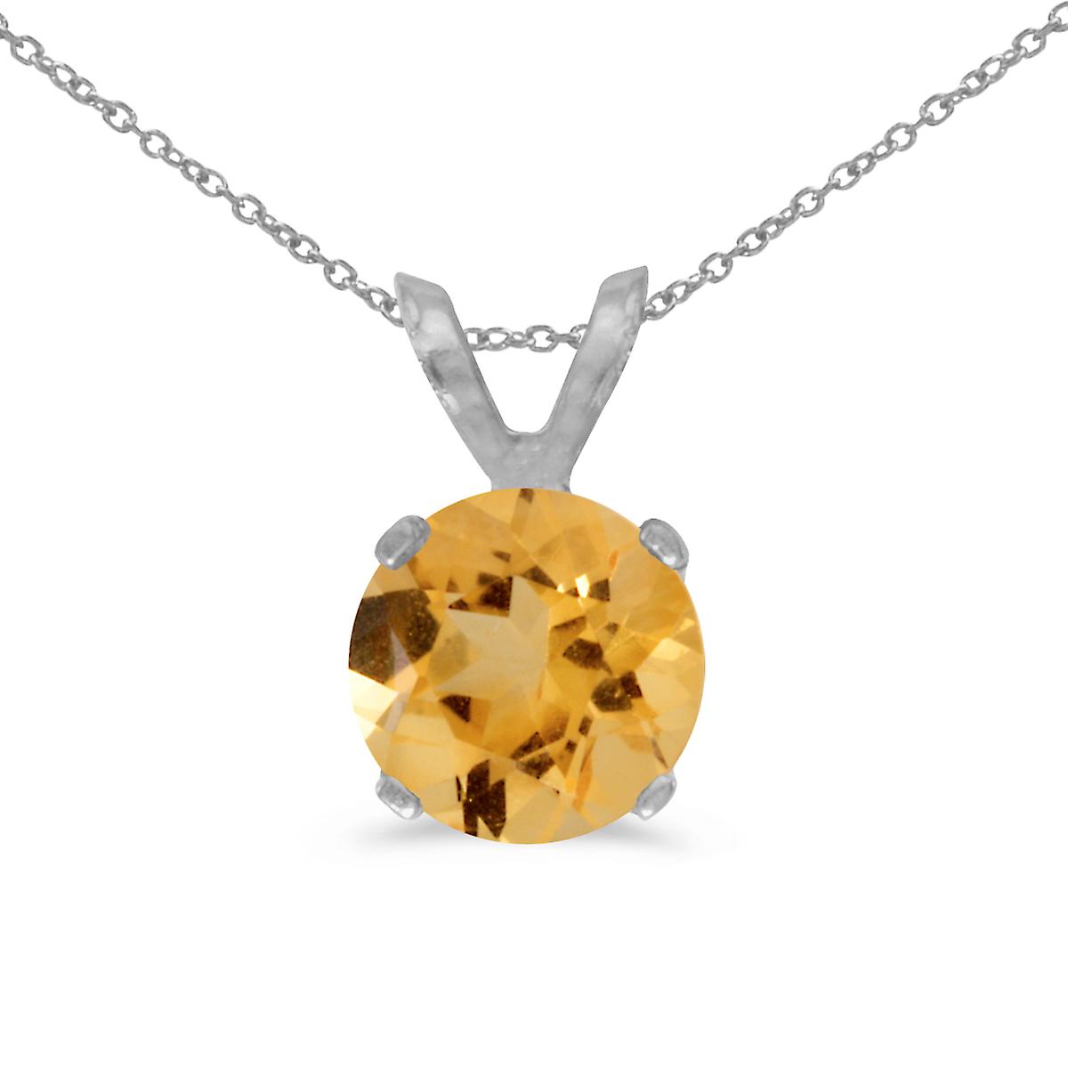LXR 14k or blanc 6mm Rond bouchon citrouille pendentif (.60 ct) 0