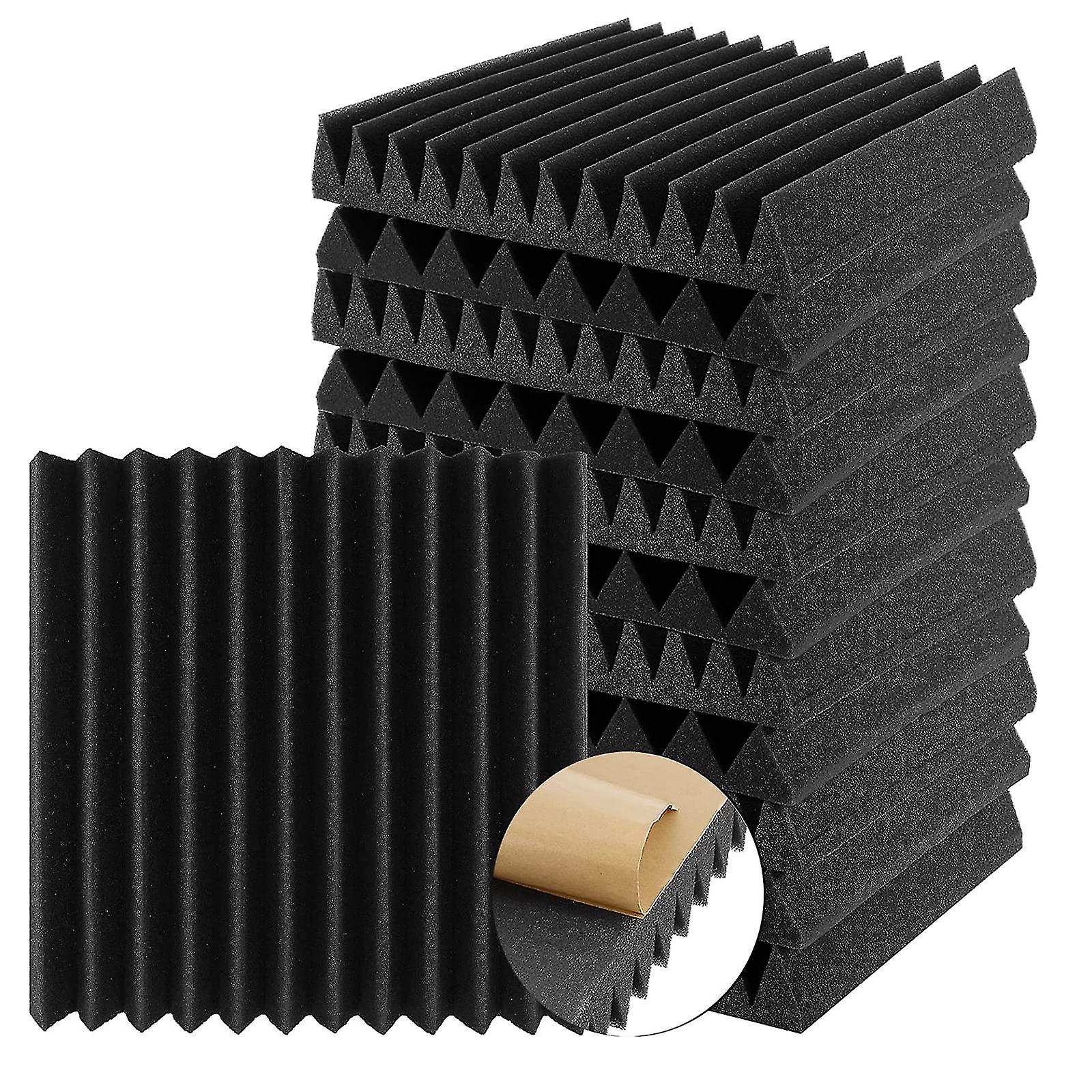Panneaux d’insonorisation en mousse acoustique épaissie de 12 « Pack, panneaux d’insonorisation autocollants Absorption acoustique