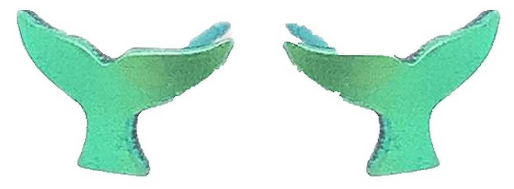 Ti2 Titanium Whale Tail 9mm Stud Earrings - Green