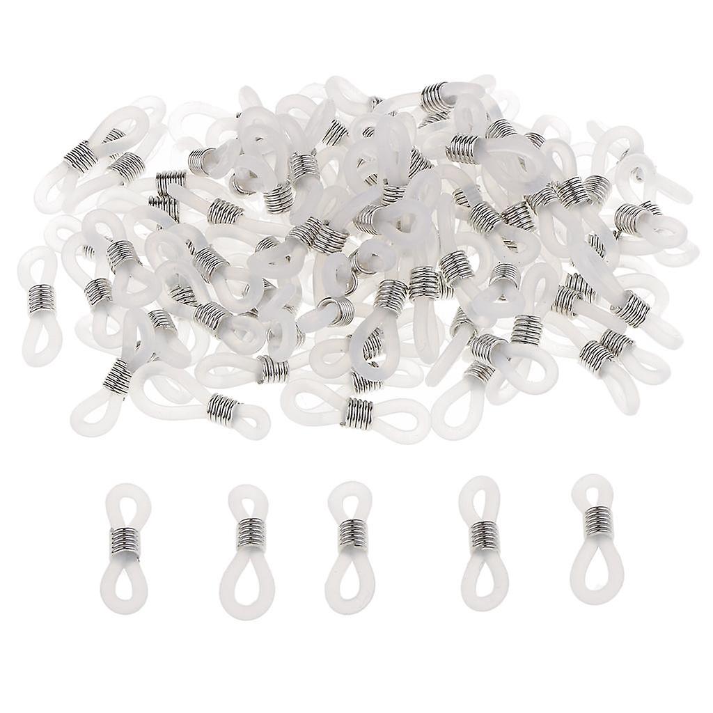 100pcs eyeglass chain strap holder end non skid silicone ring loops  white