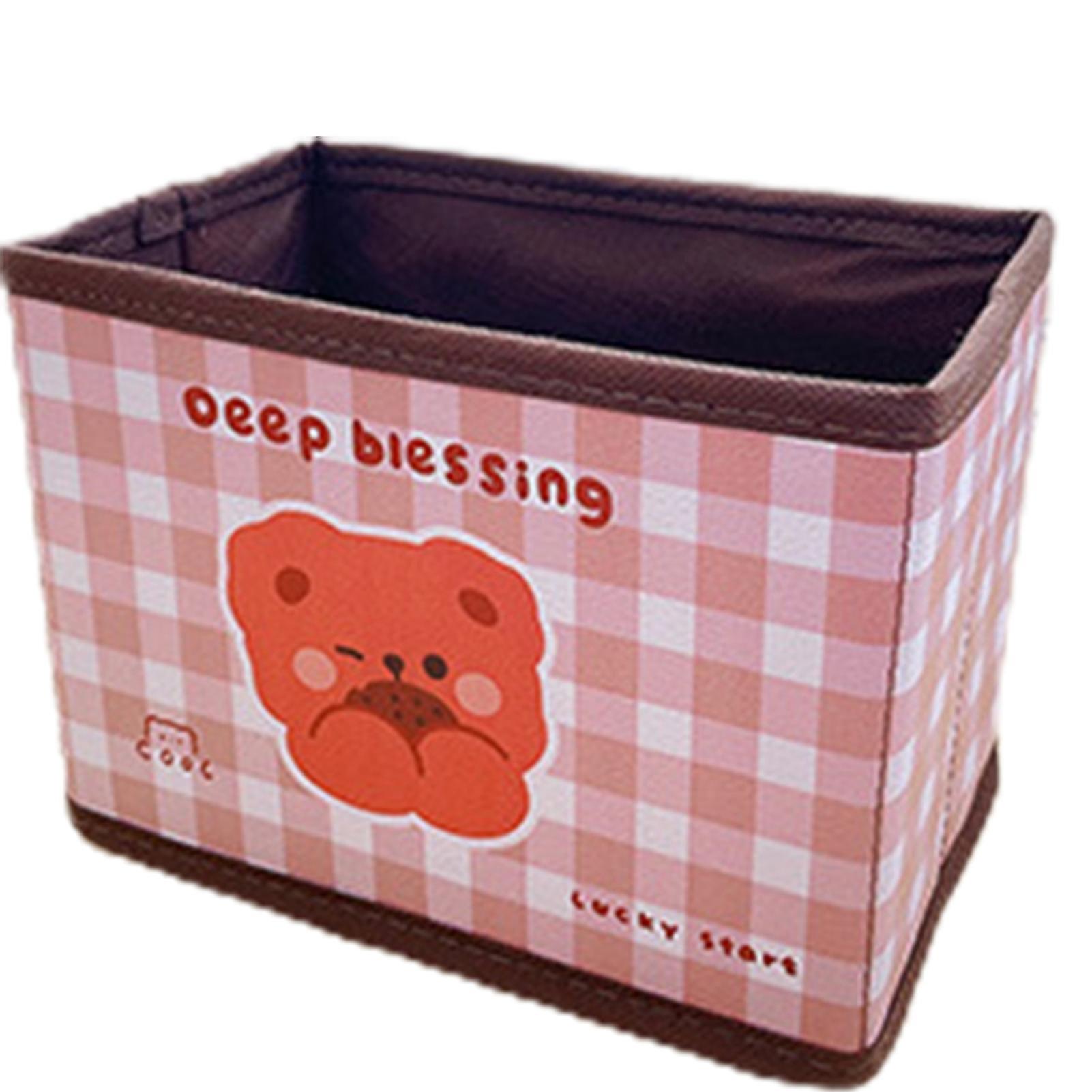 Fabric Storage Bin Dustproof Folding Basket With Lid Portable Desktop Organizer