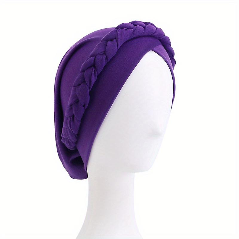 Stylish And Comfortable Solid Color Braided Turban Cap For Women