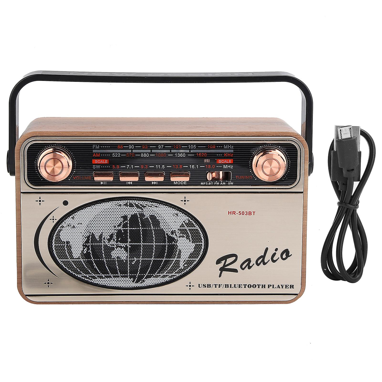 Portable FM/AM/SW 3-Band Bluetooth Radio with USB Charging & Memory Card Support