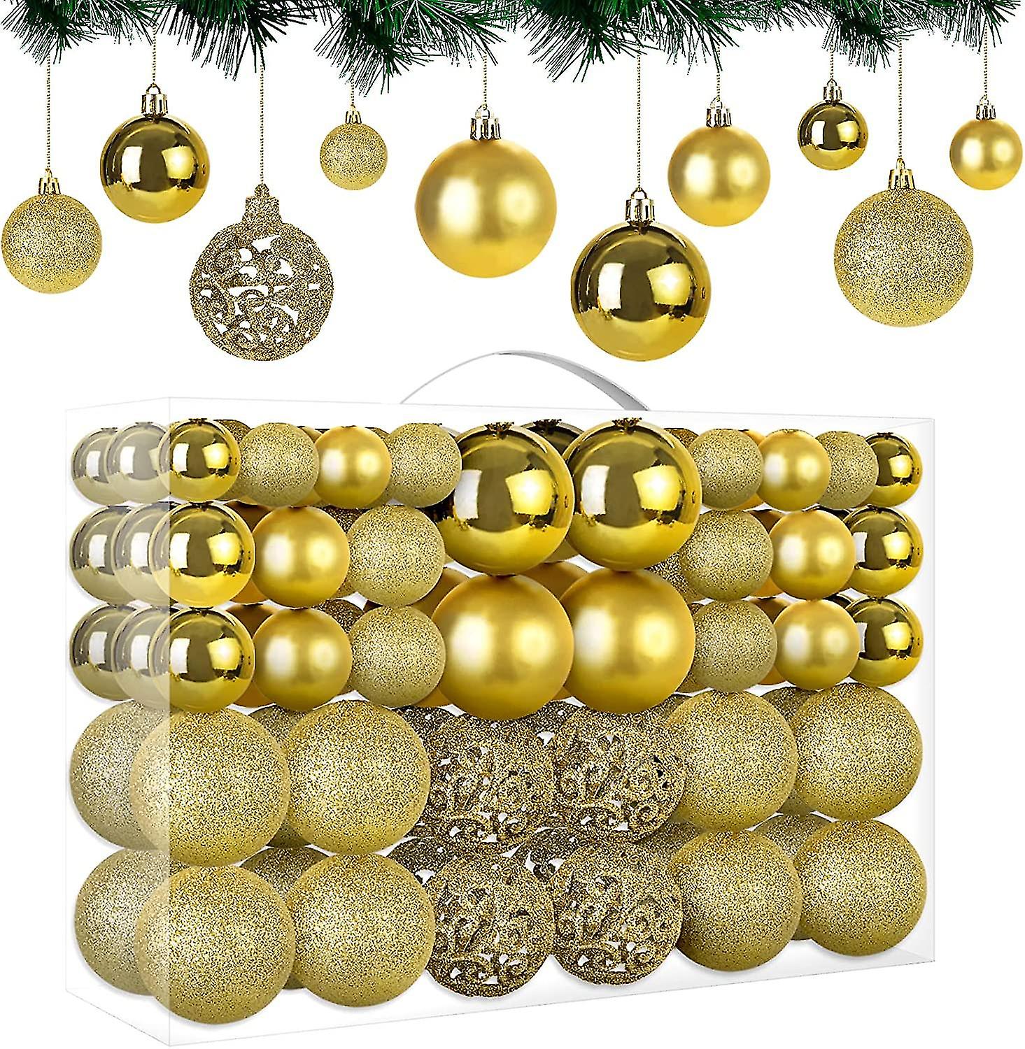 Red Christmas Baubles, 100 Pieces In 10 Types, Unbreakable Plastic Christmas Tree Decoration, Reusable hy