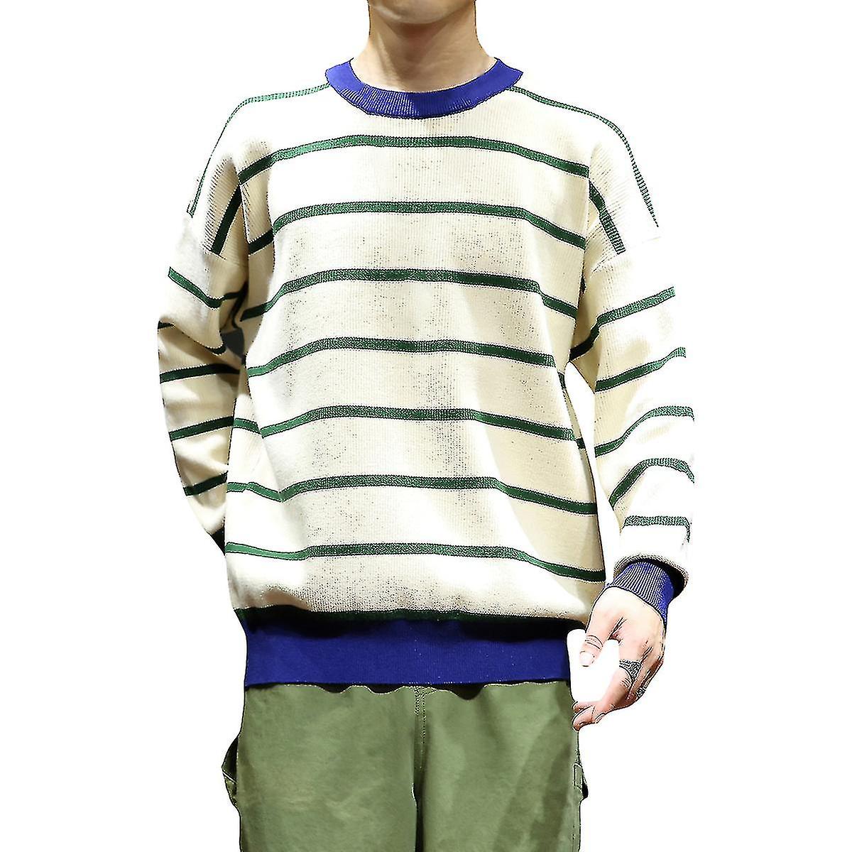 Herren Casual Modischer gestreifter Colorblock-Pullover