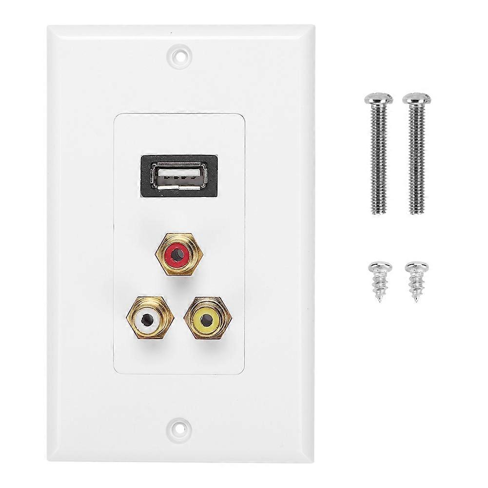 USB2.0 + 3 RCA Interfaces Multi-functional Wall Plate Panel for Office Building US Standard