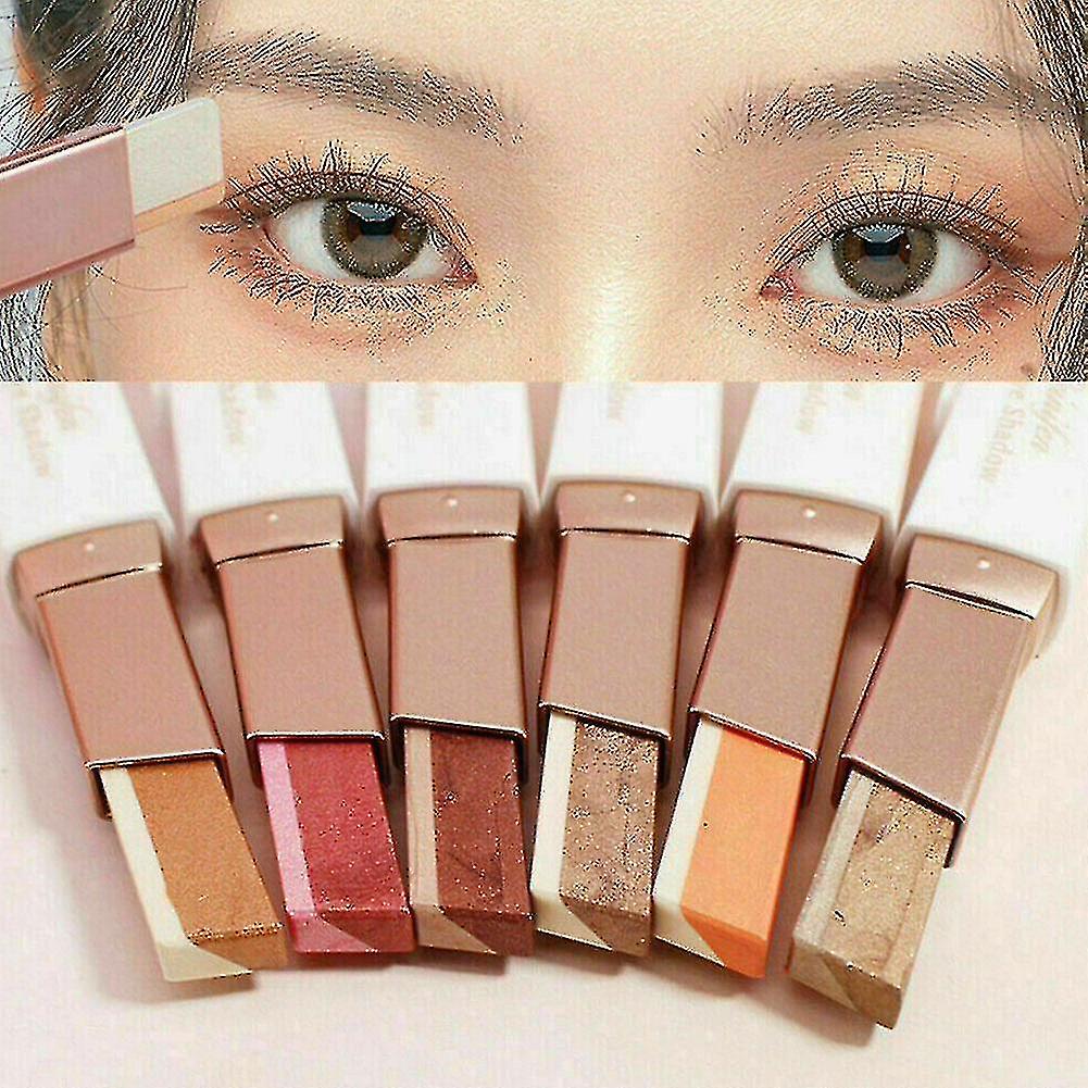 6pcs Eyeshadow Stick 2 In 1 Double Gradient Stick Eye Makeup Lasting Glitter Eyeshadow