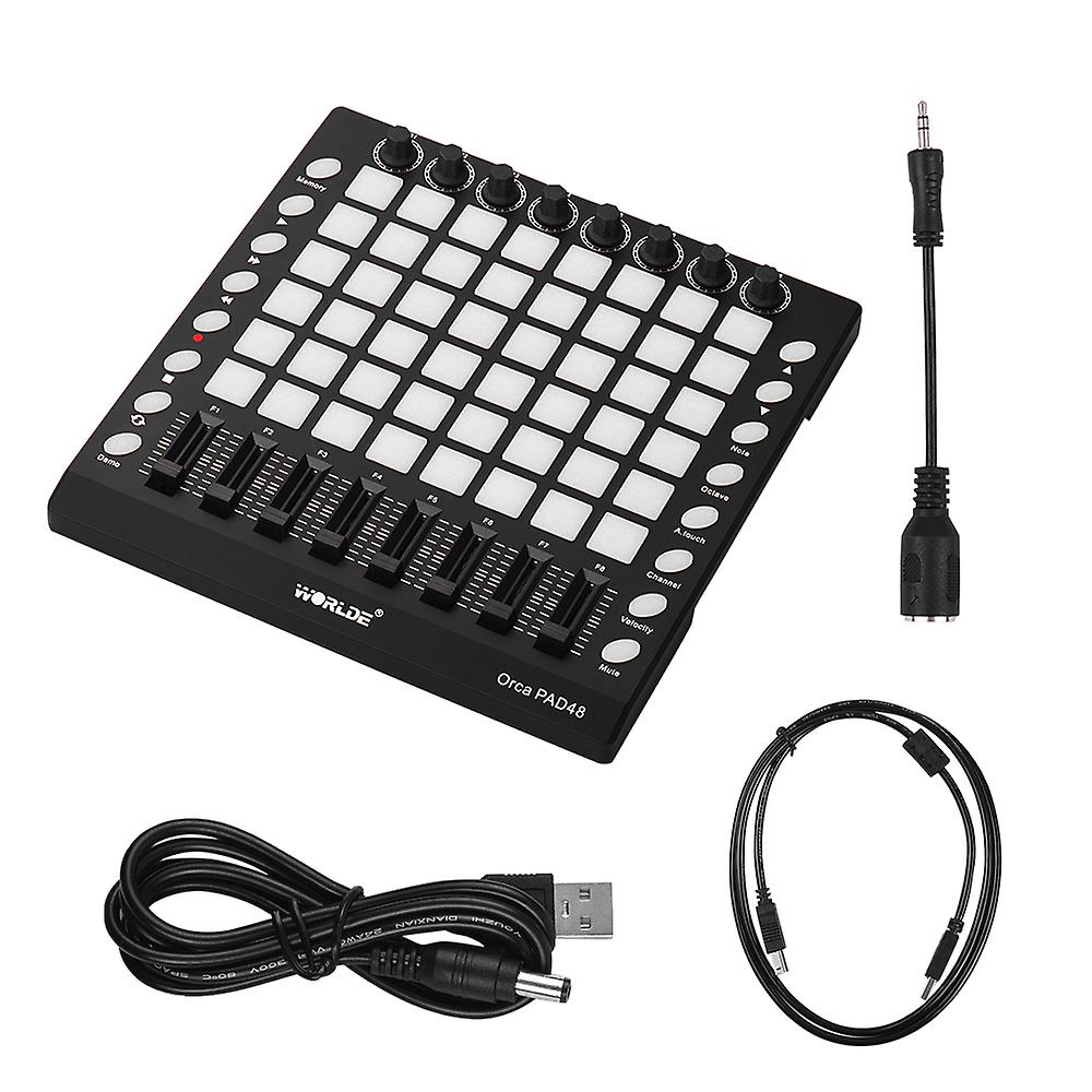 Portable Usb Midi Drum Pad Controller 48 Rgb Backlit Pads 8 Knobs