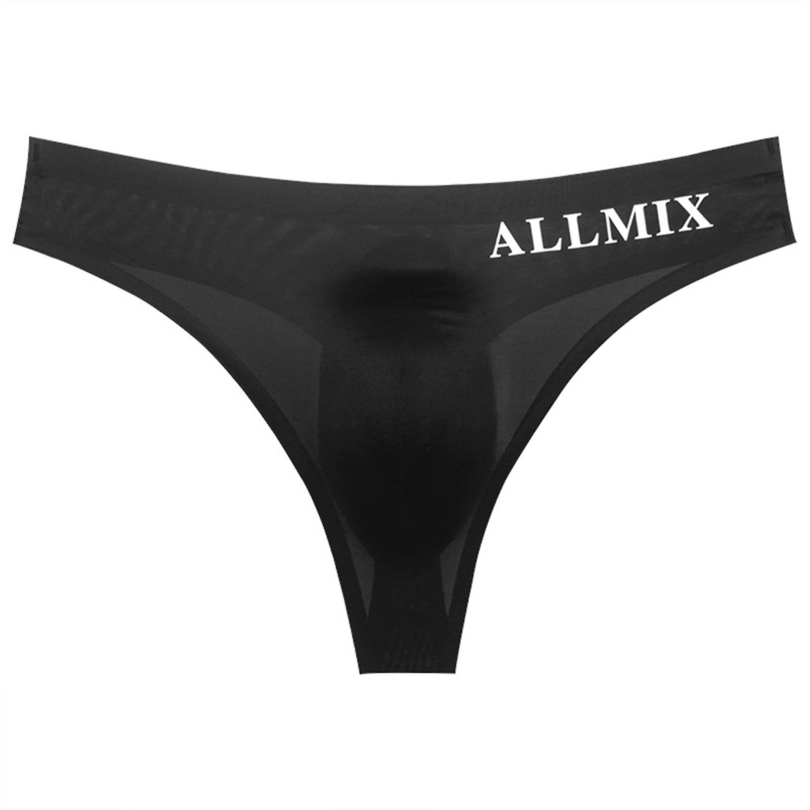 Men Briefs Highly Elastic Ultra-Thin U-Pouch Design Quick Drying Solid Color Decorative Letter Printing Sexy U Convex Men Thong Underpants for Boy