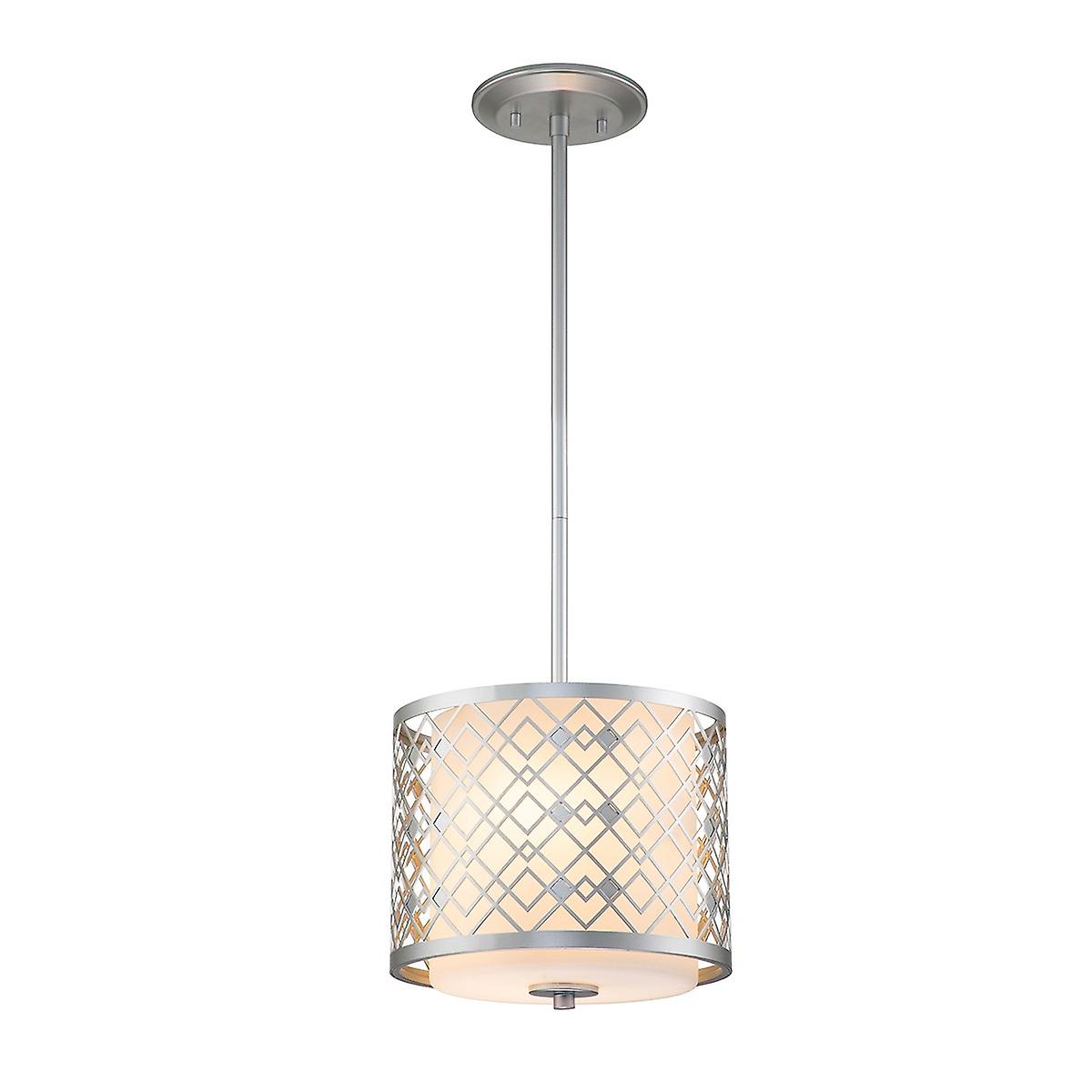 Elstead Ziggy Cylindrical Pendant Ceiling Light, Lacquered Silver