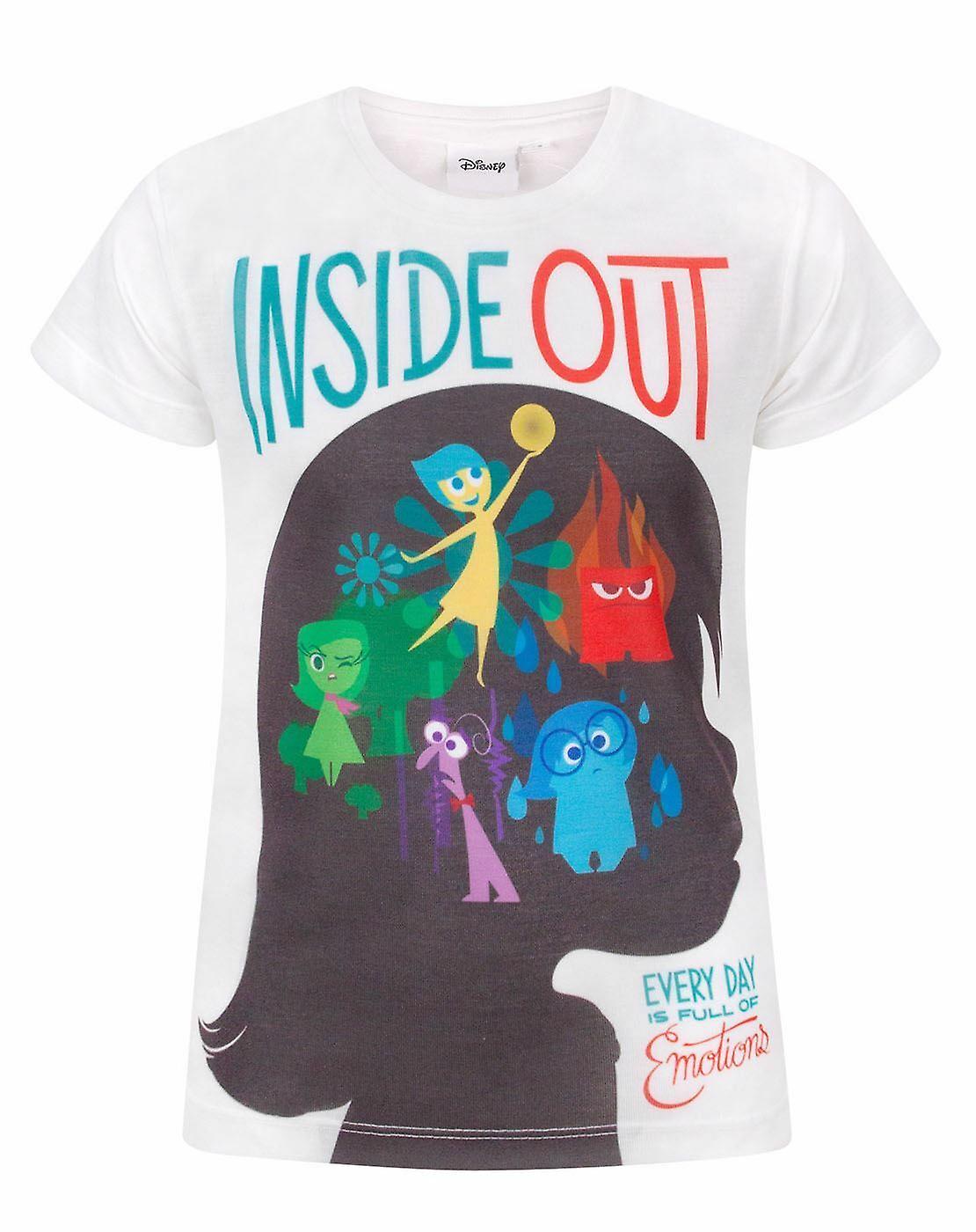 Disney Girls Short Sleeved T-Shirt White Inside Out