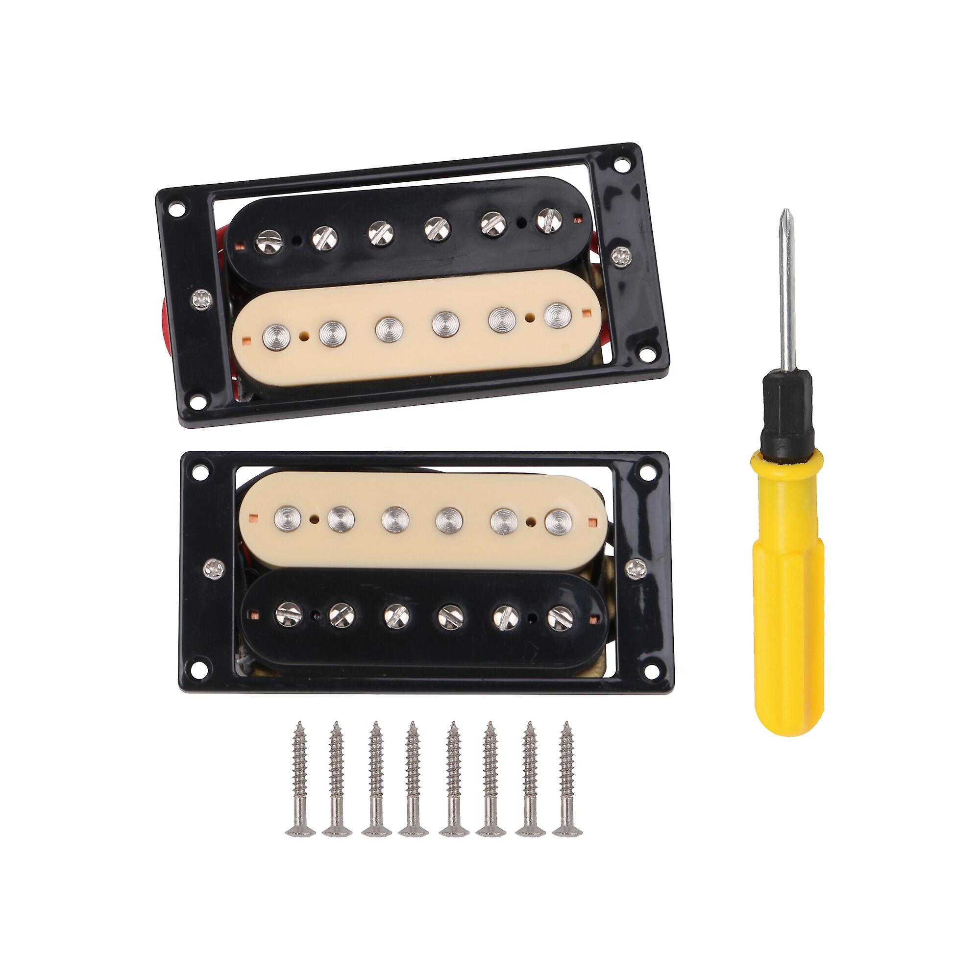 Black White Double Coil Guitars Pickups w/ Screwdriver and Screws Set