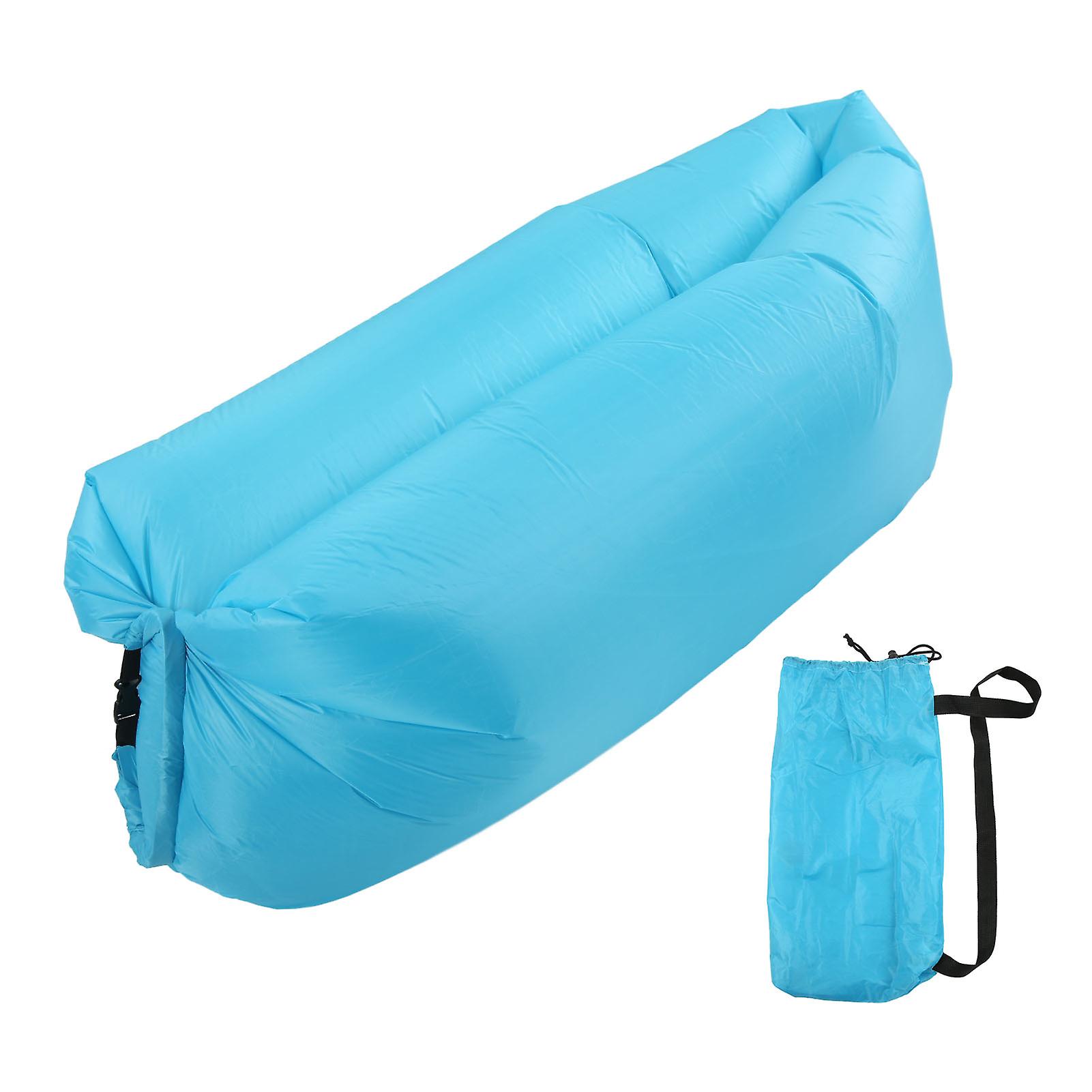 Inflatable Lounger Air Sofa Portable Foldable Couch with Storage Bag Comfortable Outdoor Camping Sky Blue