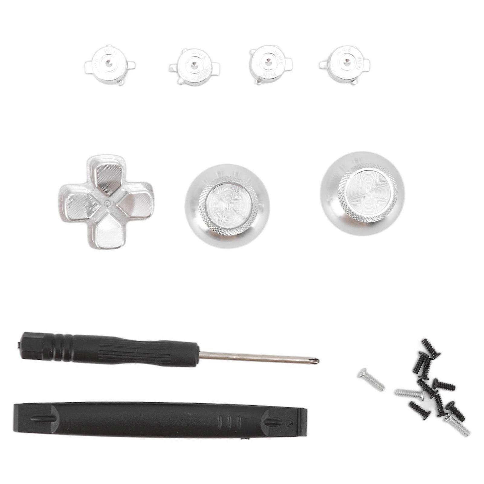 Buttons Replacement Kit Aluminum Alloy Dpad Buttons for PS5 Controller Accessories Silver