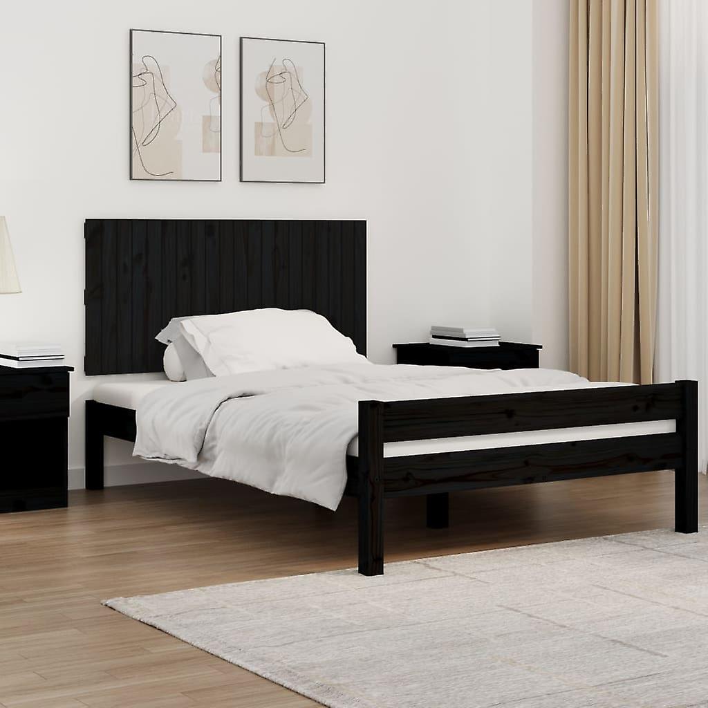 Wall Headboard Black 127.5x3x60 cm Solid Pine Wood