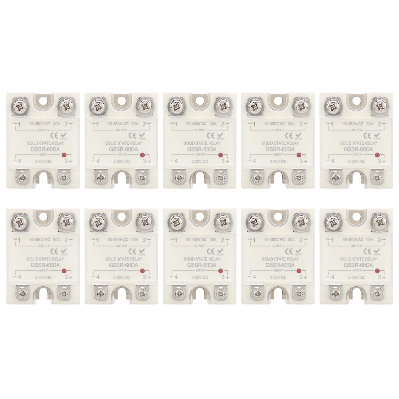 10Pcs Solid State Relay DC Control AC SSR for Mechanical Control System GSSR-60DA 60A 98-480V