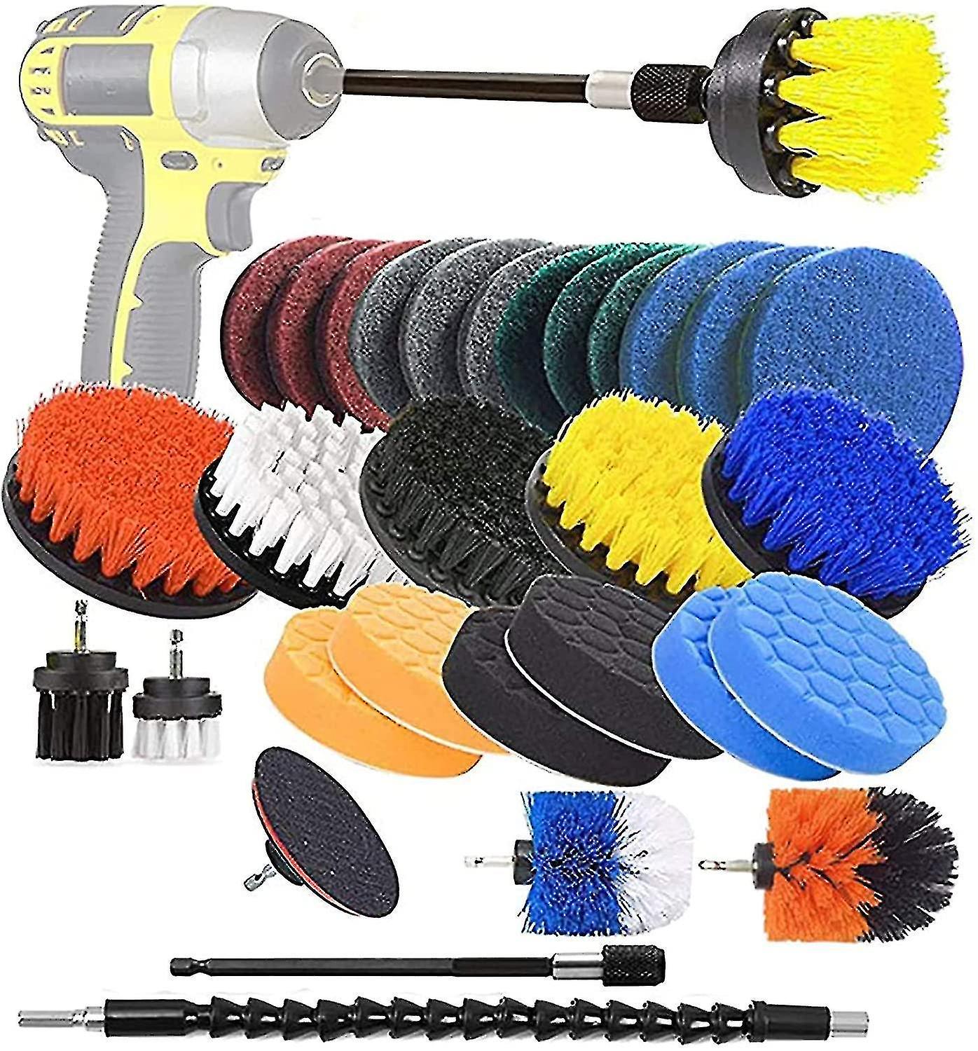 31 Sets Of Drill Brush Accessories Are Suitable For Household Cleaning, Equipped With Various Types