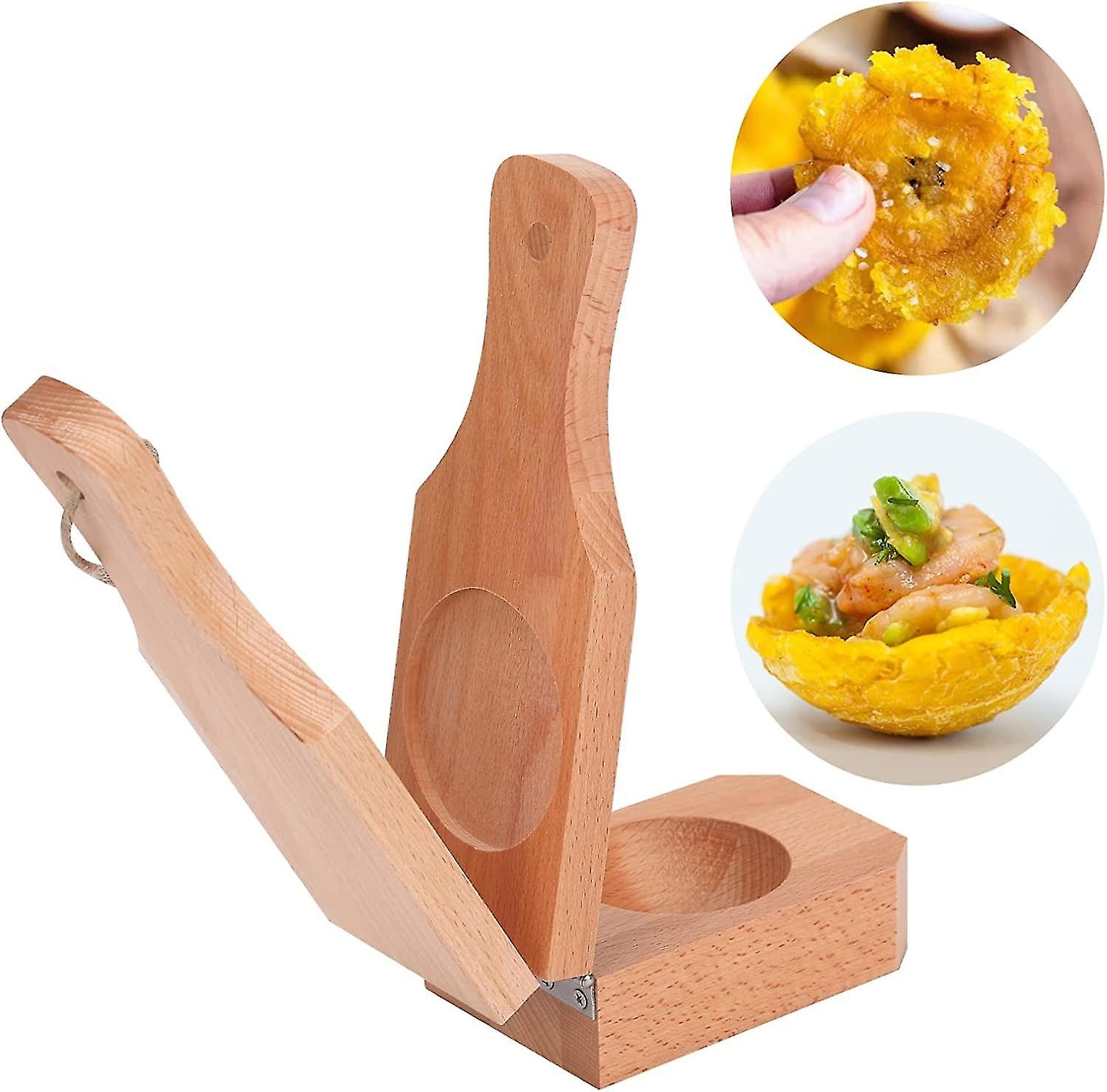 Frantumatore di banane con pressa per piantaggine in legno, chips di piantaggine croccanti 2 in 1