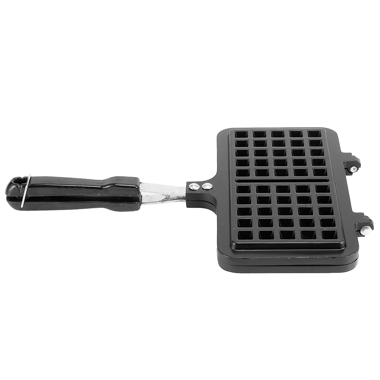 Camping Waffle Iron, αντικολλητικός φορητός κατασκευαστής βάφλας από χυτό αλουμίνιο για υπαίθριο μαγείρεμα, πριτσίνια λαβή εξασφαλίζει ασφάλεια, ομοιόμορφη κατανομή θερμότητας για