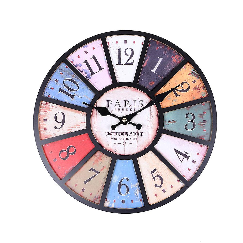 Wall Clock 3D Round Retro Quartz Hanging Clock for Pub Home Decor