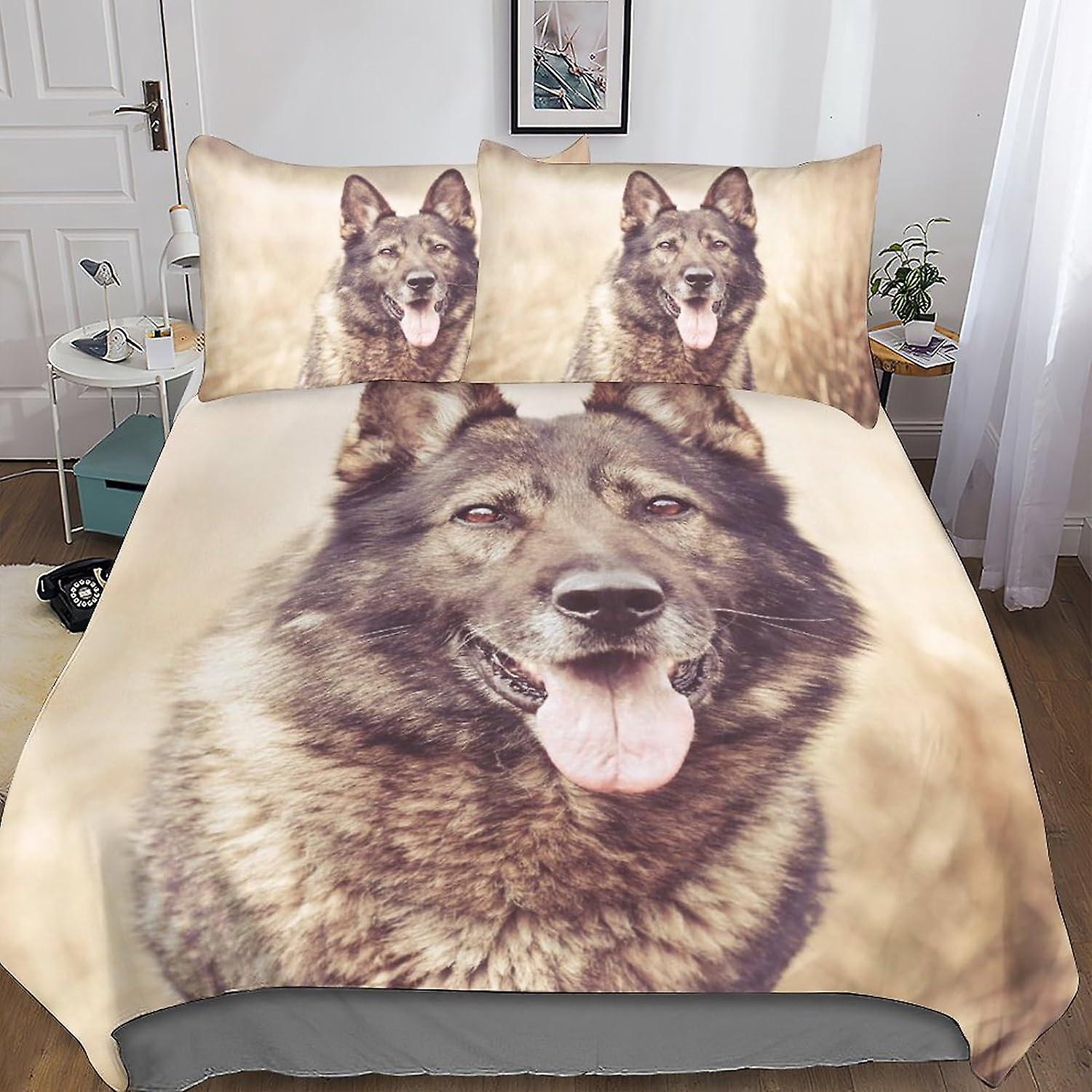 Entemah schäferhund påslakan pojkar barn 3 stycken sängkläder, djur täcke överdrag mikrofiber tredimensionellt 3D-tryck täcke med