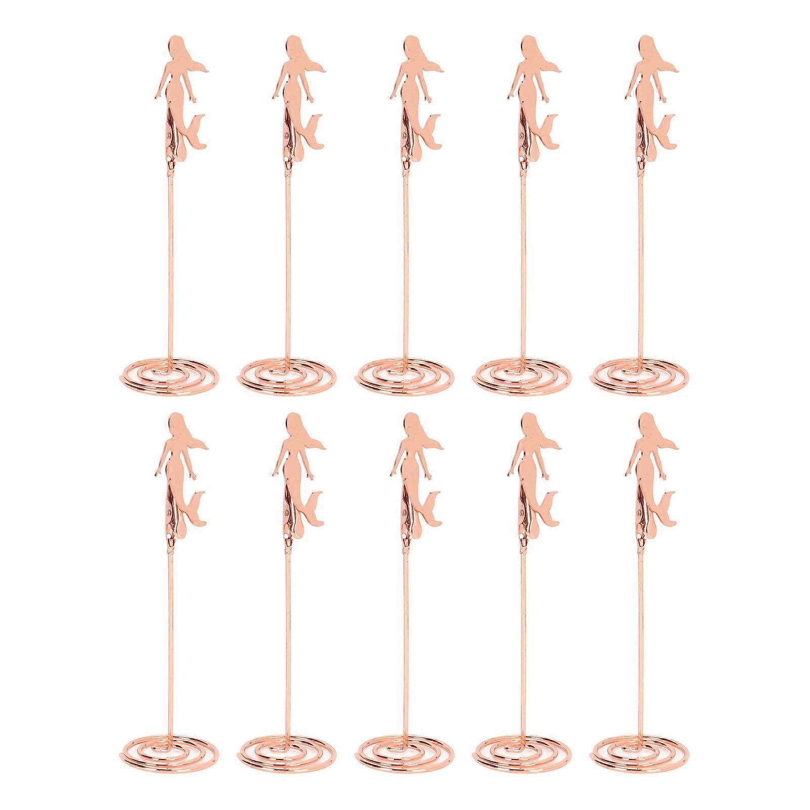 10pcs Table Number Holder Spiral Base Mermaid Shaped Wedding Table Name Card Holder Clips for Picture Memo Note