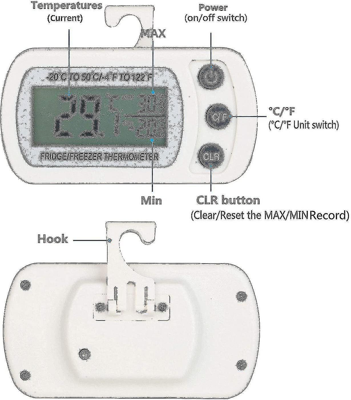 Fridge Thermometer Digital Refrigerator ThermometerWhite
