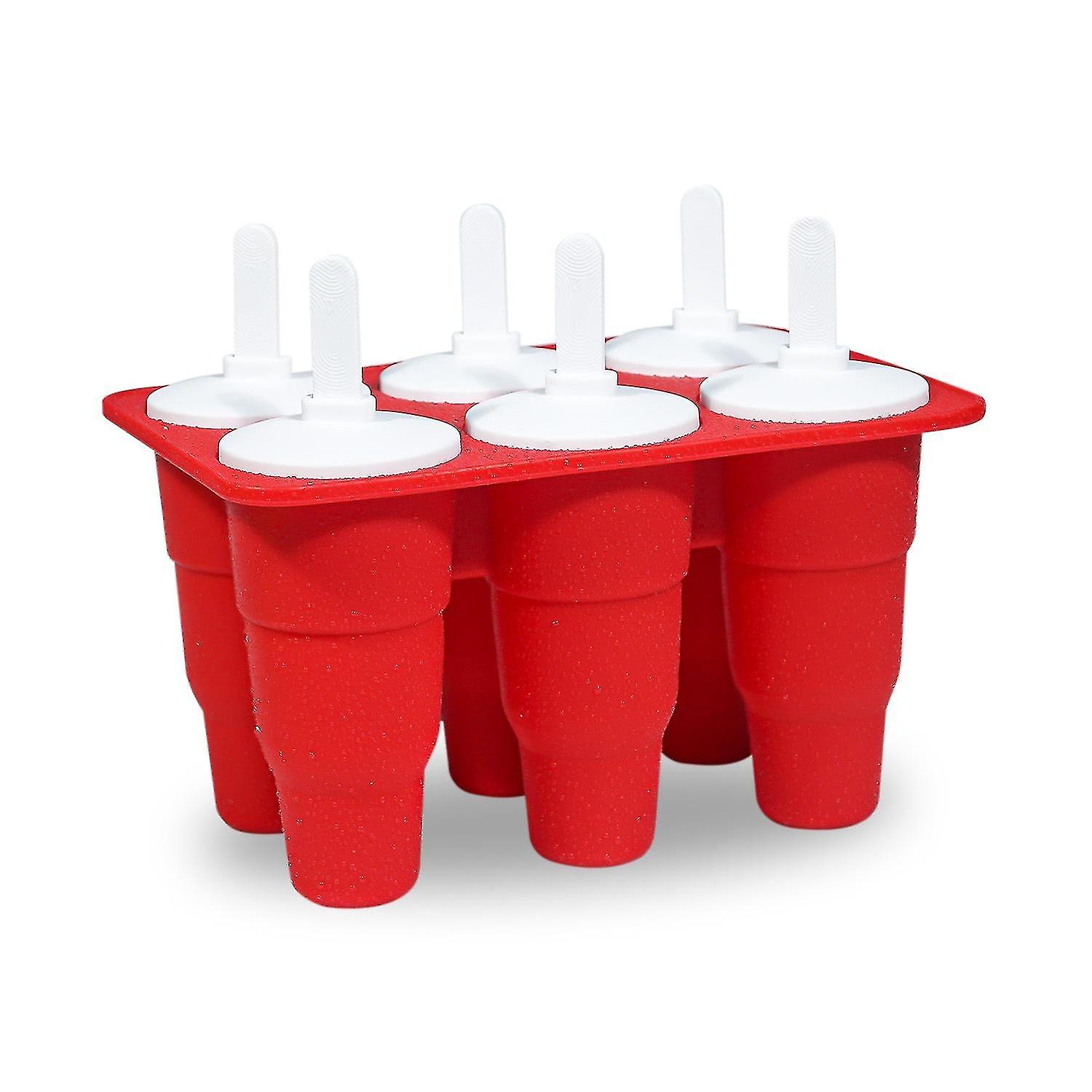 Red Collapsible Silicone Popsicle Molds Easy Release, Reusable Popsicle Sticks with Drip Guards for
