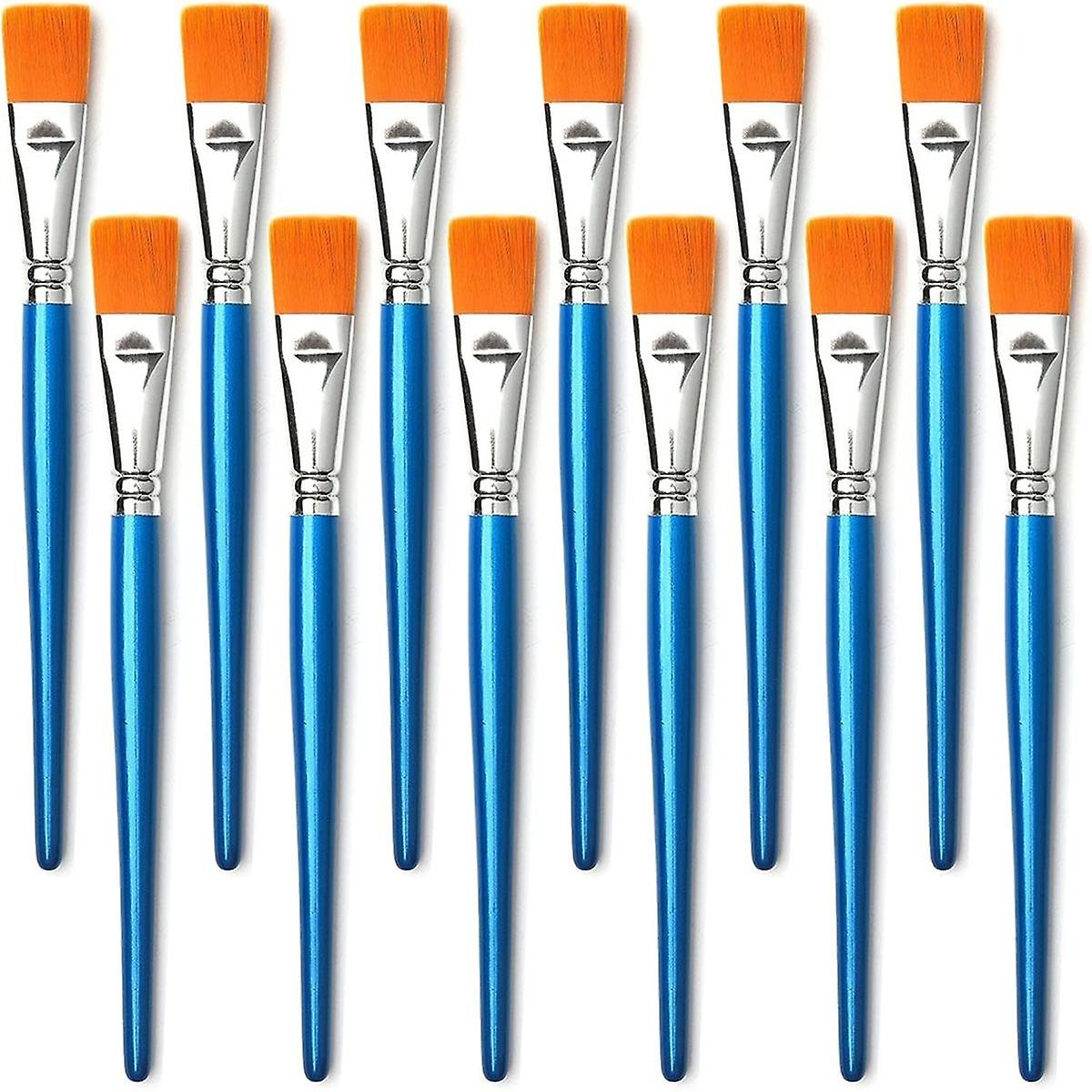 Flat Paint Brushes for Acrylic Painting,12Pcs Large Synthetic Paint Brushes Bulk with Wooden Handle for Acrylic,Crafts