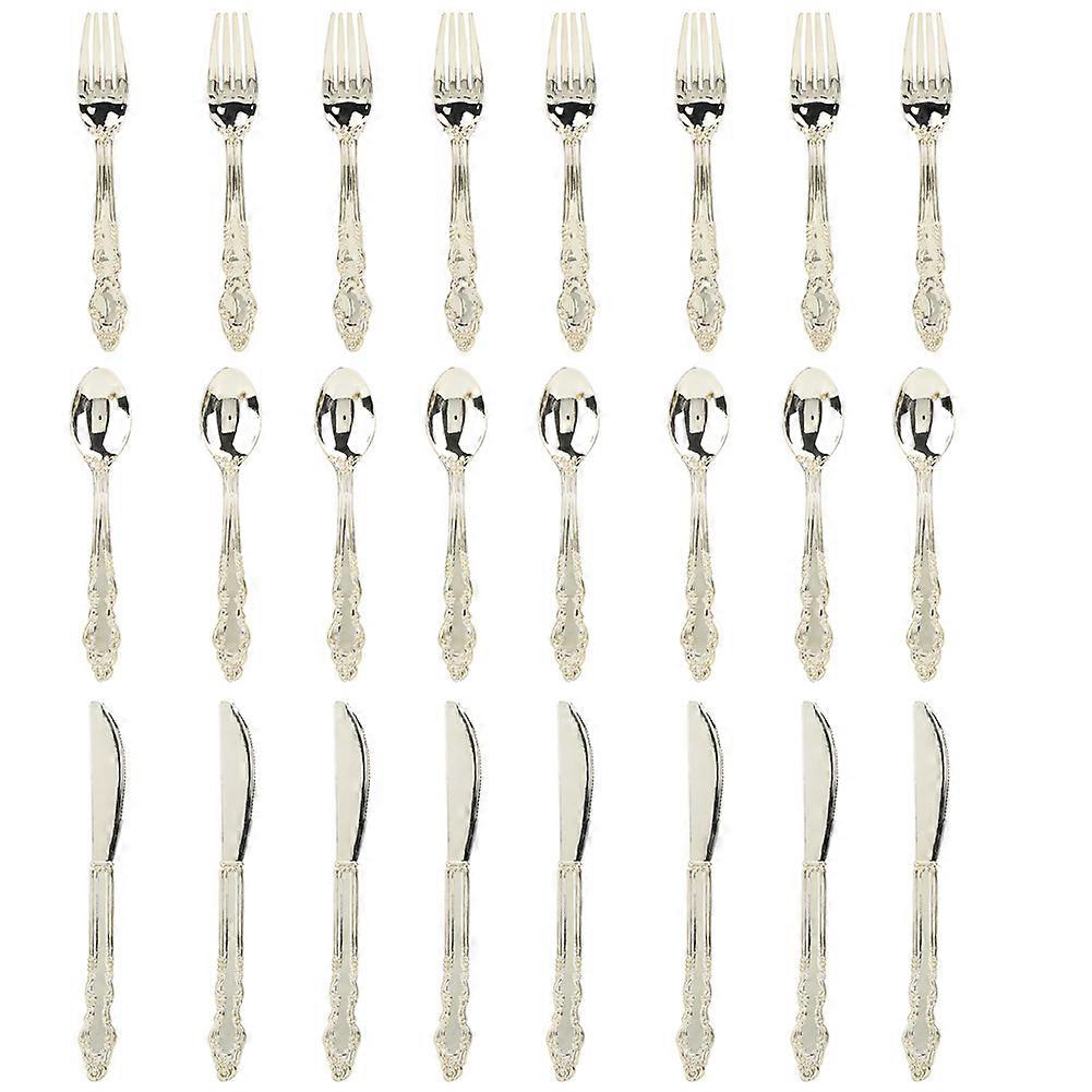 Beautiful Elegant Plastic Knife Fork Spoon Kit Tableware Set for Wedding Party