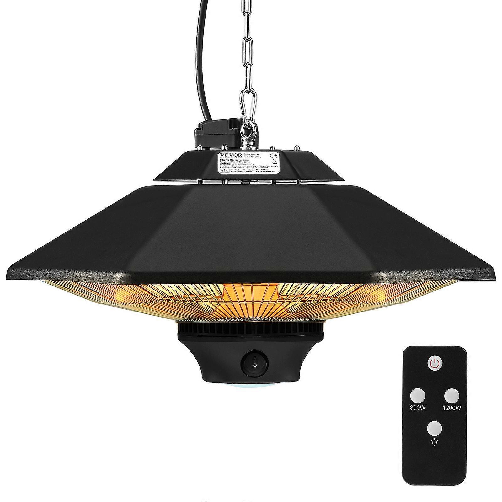 Riscaldatore da esterno sospeso, riscaldatore a infrarossi elettrico per ambienti esterni/interni con telecomando da 2000 W, riscaldatore a soffitto con protezione IP34