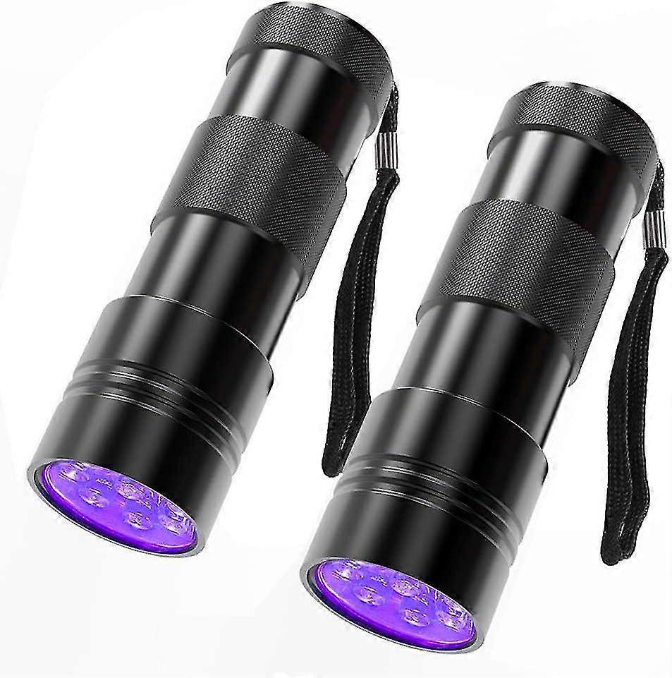 Cosoos 2 Pack Uv Flash, 12 Led Handheld Flash 395nm Mini Detector For Dog Pet Urine S, Bed Bugs And S. (