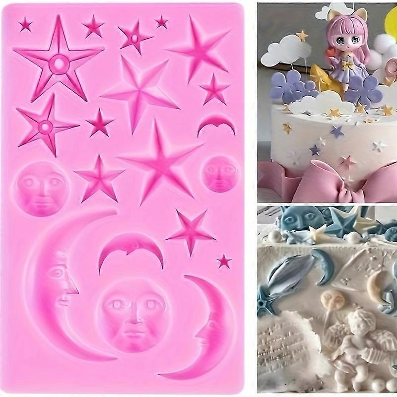 1pc, Son Moon Star Fondant Mold, 3D Silicone Mold, Mythology Candy Mold, Chocolate Mold, For DIY Cake Decorating Tool, Baking Tools, Kitchen Accessori