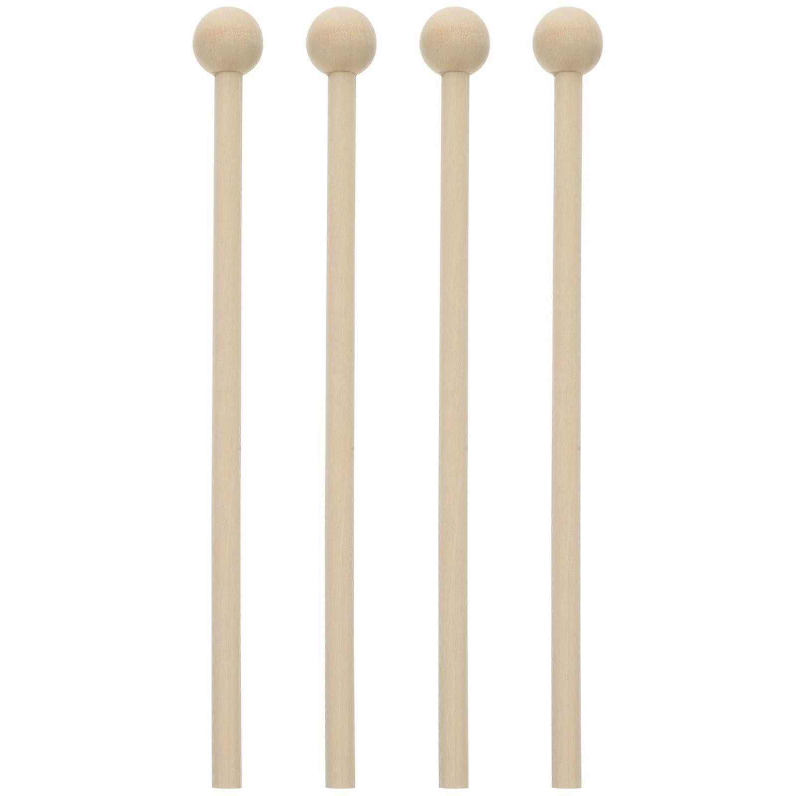 4pcs 나무 망치 타악기 스틱 음악 타악기 부품 액세서리 (나무 색상)