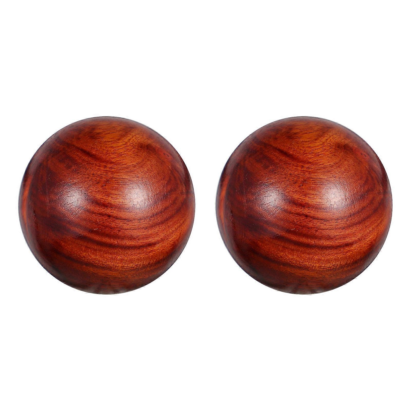 2pcs Bolas de ejercicio de mano de madera lisas Bolas de masajeador de manos de acupresión
