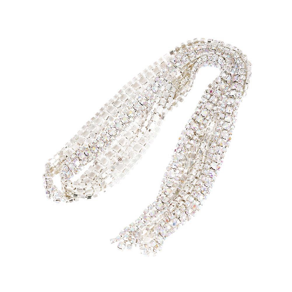 DIY 3 rader Diamond Mesh Wrap Roll Crystal Rhinestones bånddekorasjon (sølv)