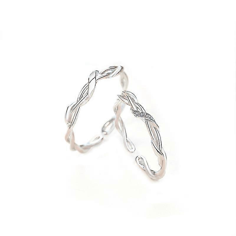 Twining Mobius couple rings sterling silver pair