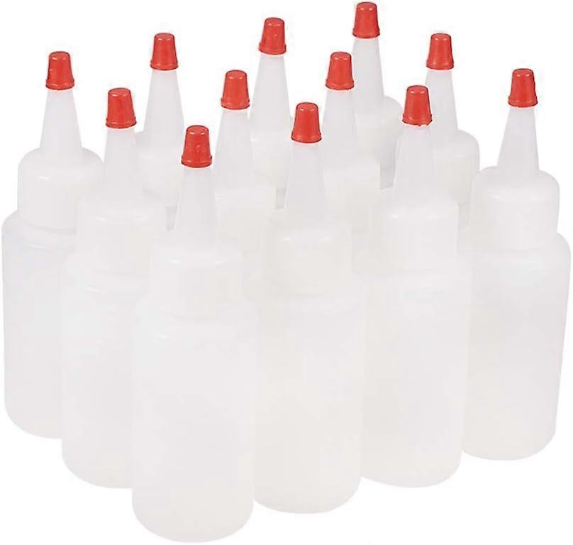 2oz 12Pack Plastic Open Nozzle Squeeze Bottles with Red Tip Caps for Crafts Art Glue Multi Purpose
