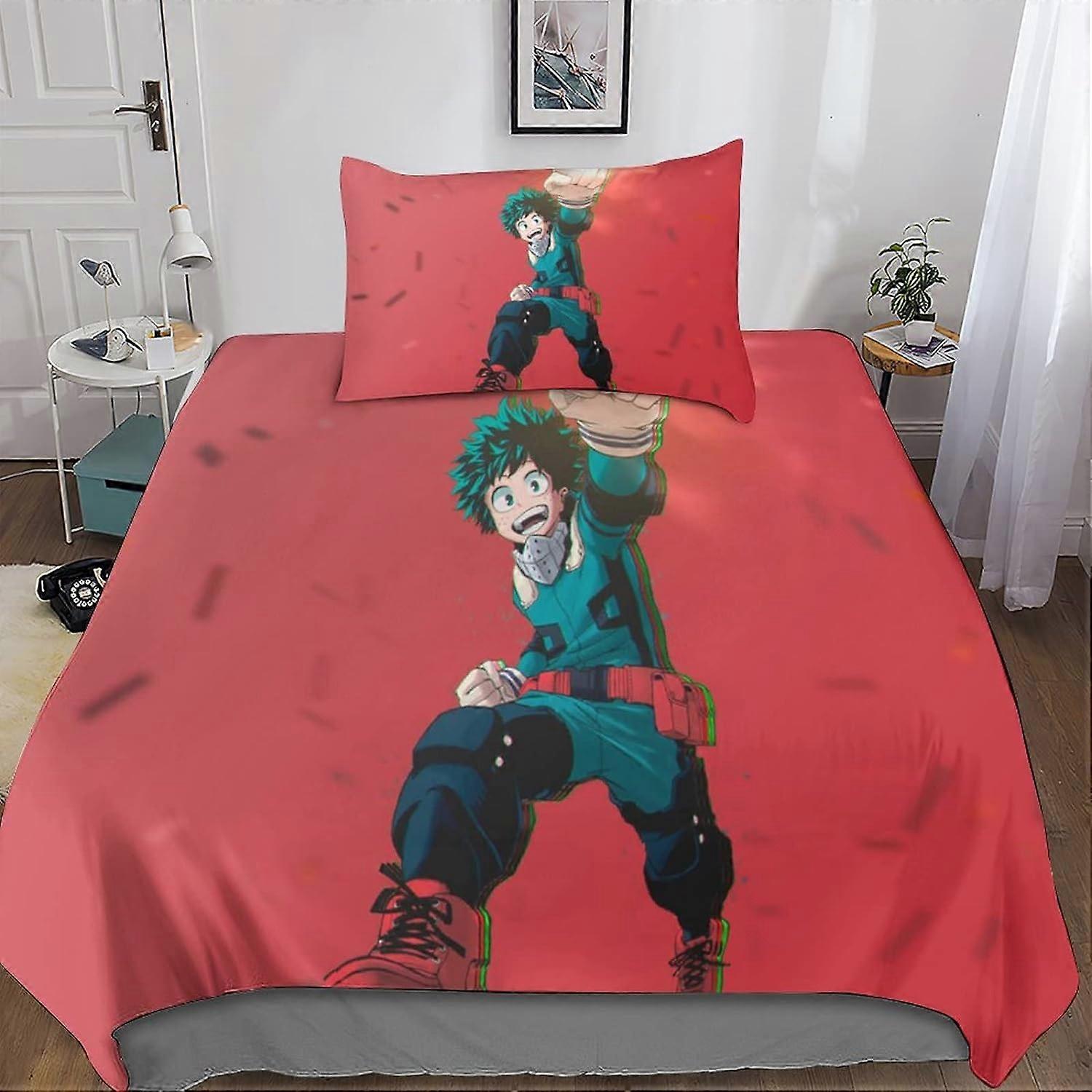 My Hero Academia Bedding Set with Duvet Cover 3D Duvet Cover and Pillowcases Microfiber with Zipper Closure 2 Pcs for Single or Double Bed Single