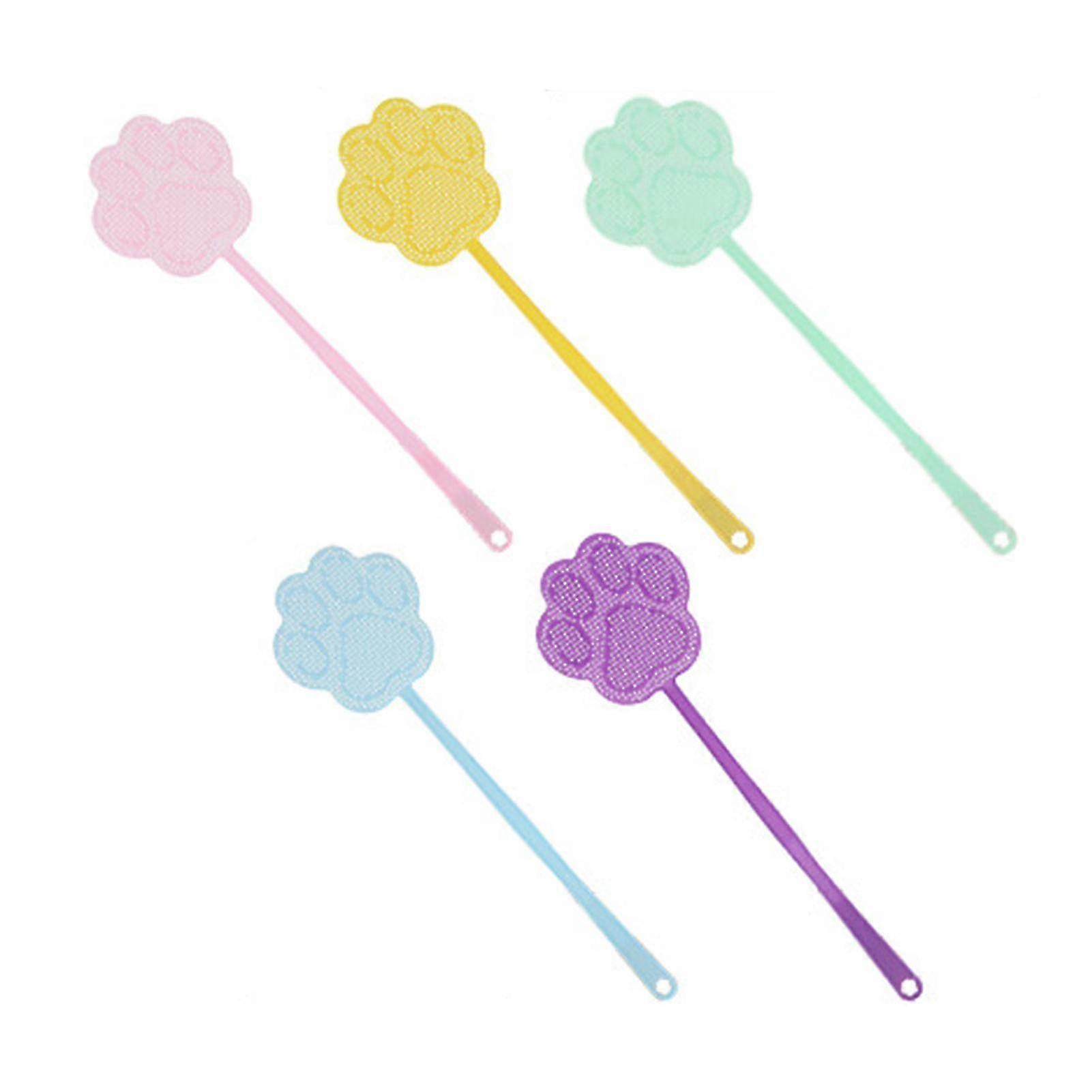 2pcs Fly Swatter Cute Cat Paw Shape Non-slip Manual Long Handle Swat Flies Plastic Convenient Storage Mosquito Swatter For Summer