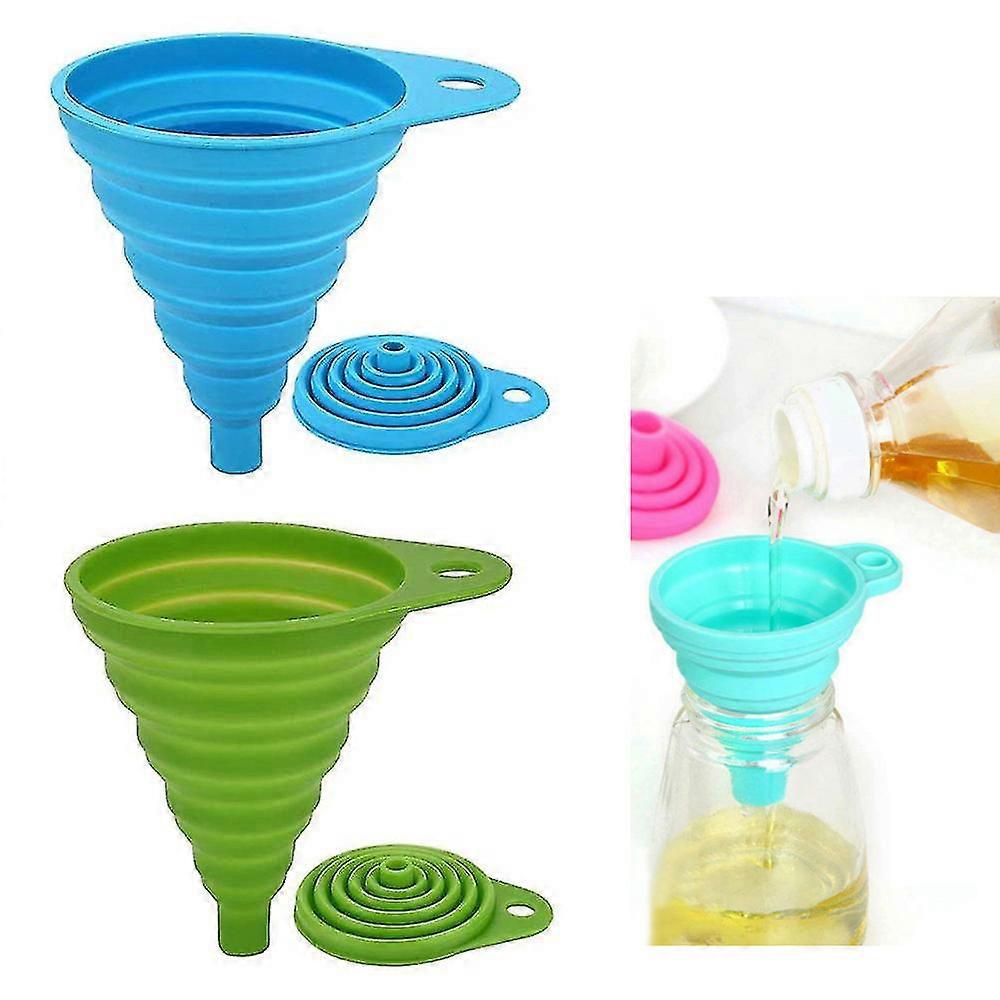 Kitchen Funnel, 2 Pack Collapsible Funnel for Filling Bottles, Mini Flexible Silicone Funnel for Liquids, Jam, Beans, Automotive, Flask Funnel - Folda