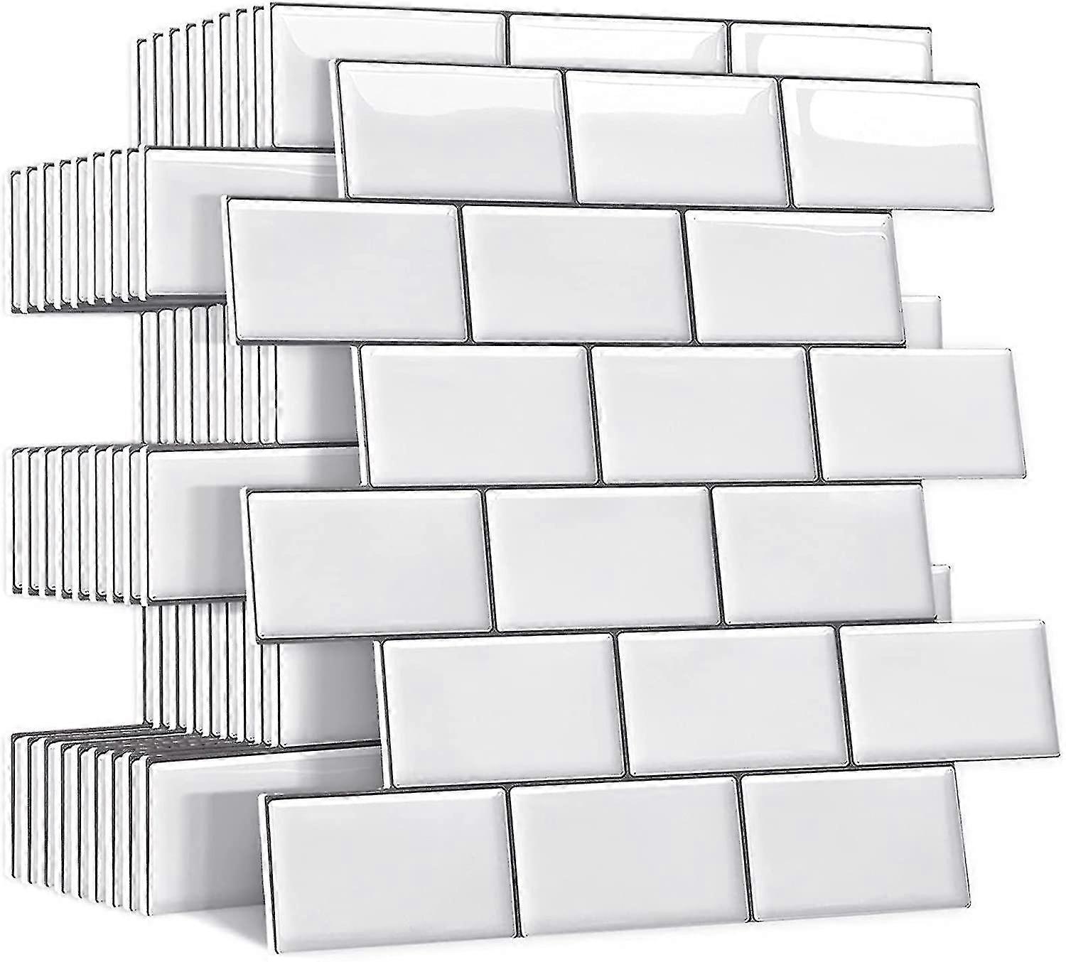 Upgrade Thicker Peel And Stick Wall Tiles Backsplash For Kitchen And Bathroom, Metro Subway Tiles Self Adhesive Tile Stickers 3d Stick On Tiles Splash