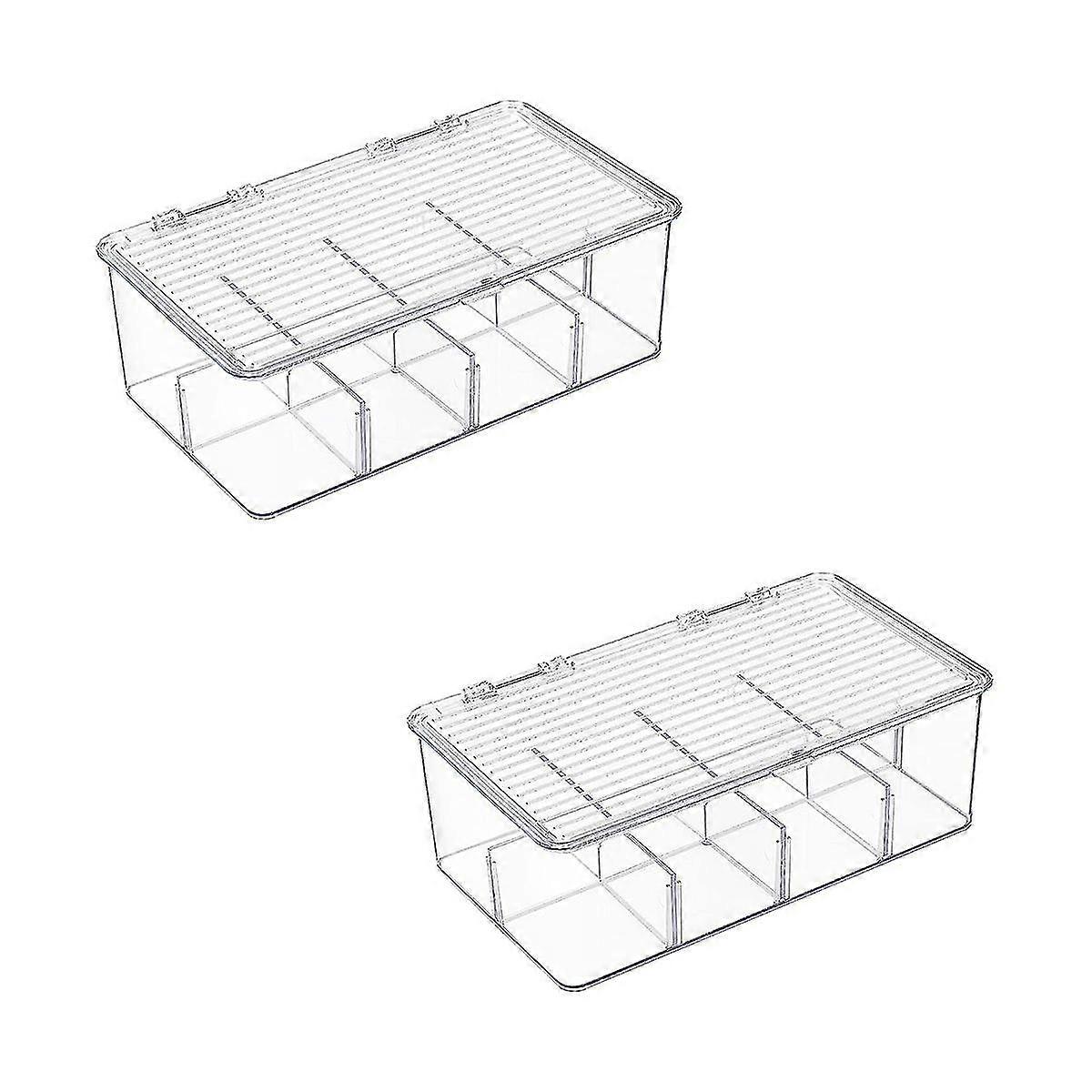 2 Pack Stackable Tea Bag Organizer, Plastic Tea Storage Box For Kitchen Pantry Cabinets And Counter