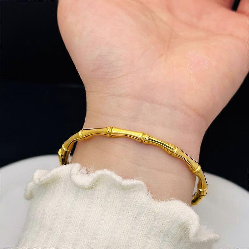 Bamboo Style Classic Plain Open Clasp Bangle Bracelet