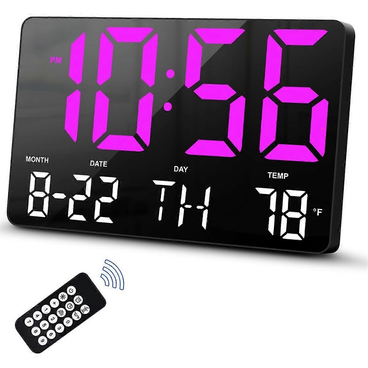 Digital Clock, Digital Wall Clock with Remote Control,LED Clock Large Display with Date Week Temper