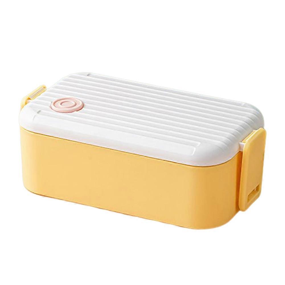 Lunch Box With Cutlery Double Layer Striped Design for Kitchen and Household