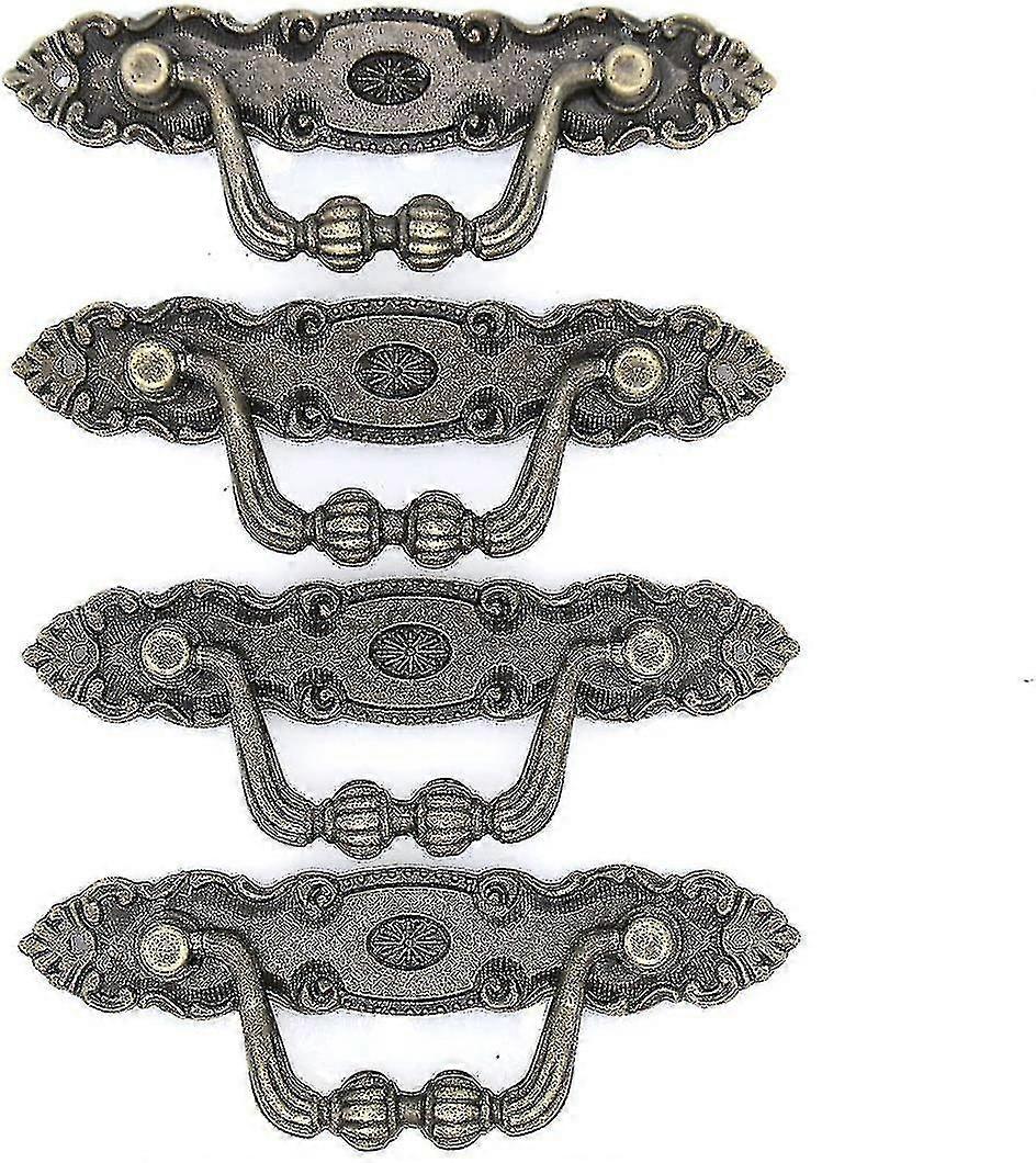 4 stk vintage antikk messing kausjon pulldrop pull håndtak for skuffeskap kommode skap a