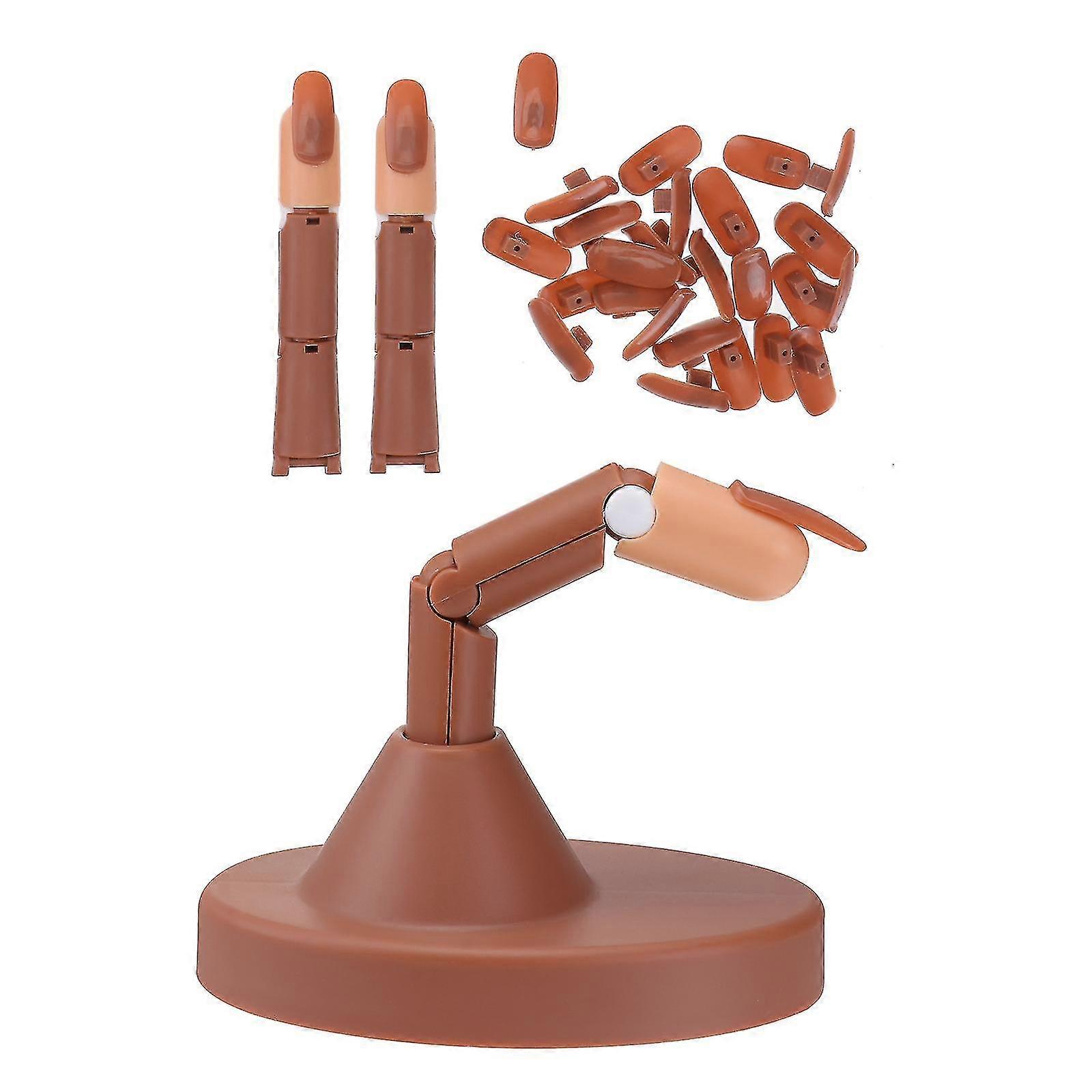 Nail Art Training Models Creative Manicure Practicing Fake Finger Props1sets-brown